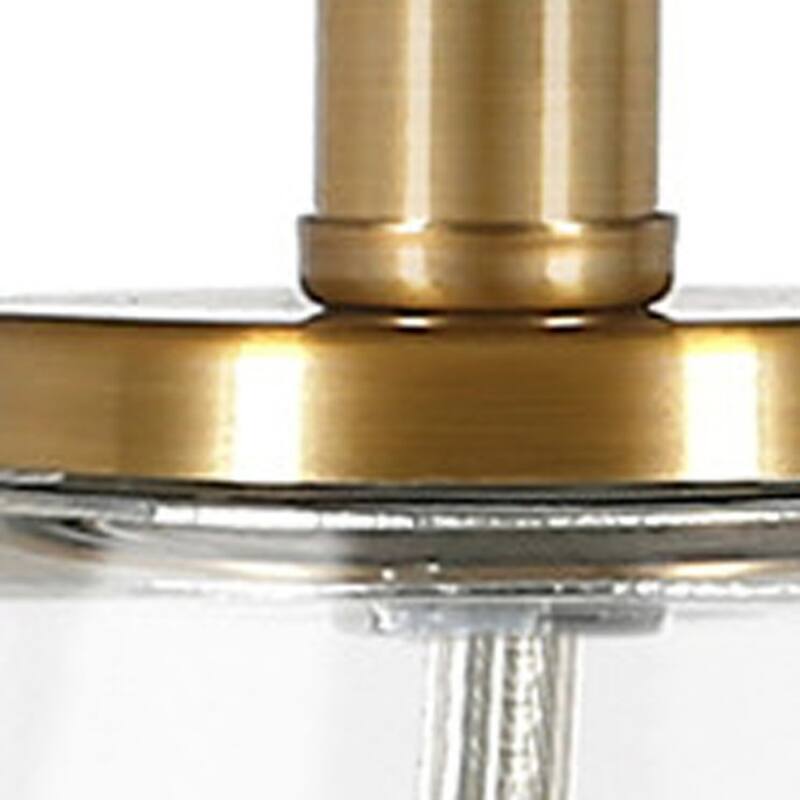 Clear Glass Geometric Table Lamp with White Drum Shade and Rocker Switch - 8” x 8” x 13.62” (D x W x H)