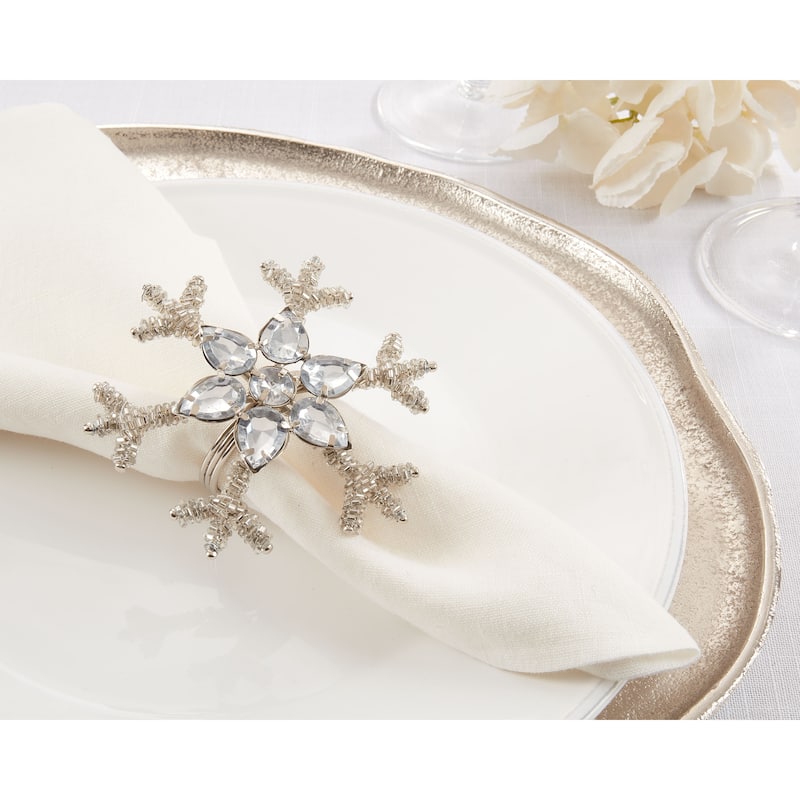 Beaded Napkin Rings With Snowflake Design (Set of 4)