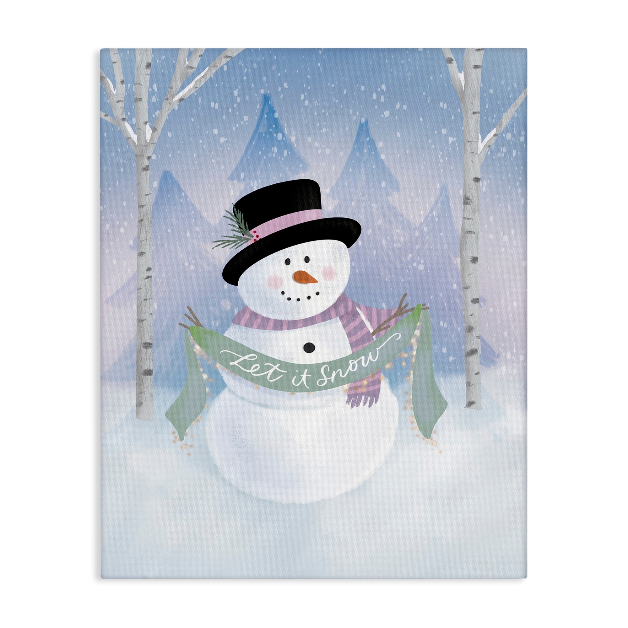 Stupell Let It Snow Soft Snowman Canvas Wall Art Design By Sandra Picco