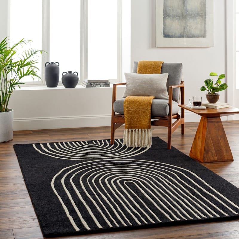 Livabliss Casual Isabel Stripe Area Rug - 8' x 10' - Black/Beige