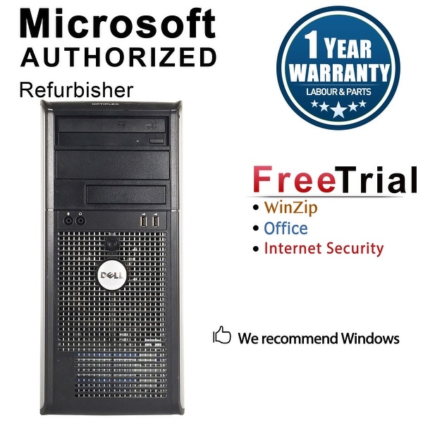 Dell OptiPlex 780 Computer Tower Intel Core 2 Duo E8400 3.0G 8GB DDR3 2TB Windows 10 Pro 1 Year Warranty (Refurbished) - Silver