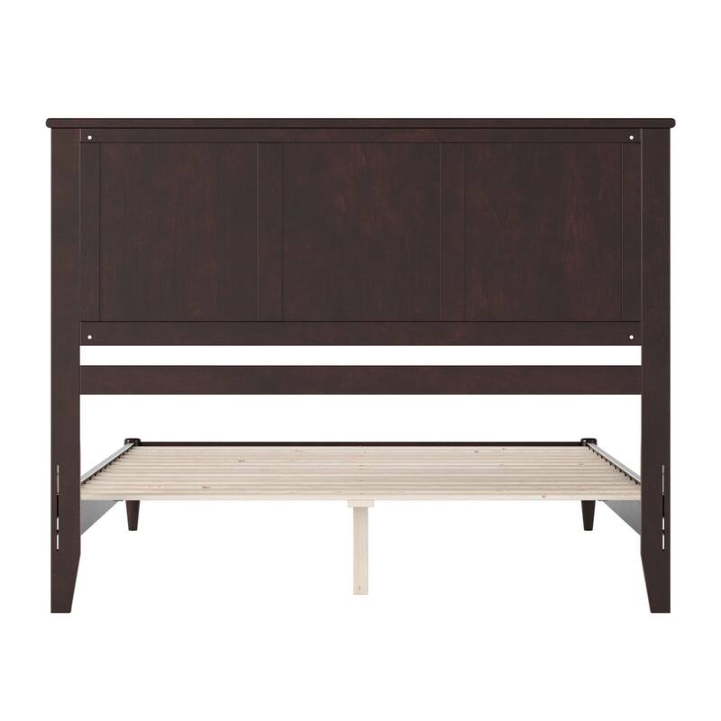 Rustic Platform Bed - Queen Size Wood Bed Frame, Low Profile, USB Charging, Modern Bedroom Furniture