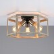 preview thumbnail 3 of 8, 15 in. 3-Light Wood Tone Modern Farmhouse Semi-Flush Mount Ceiling Light - 15"W