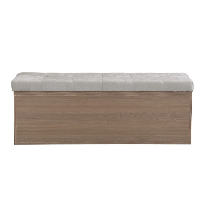 Wooden Shoe Storage Bench Entryway Tufting Bench w/ Adjustable Shelves聽