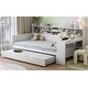 preview thumbnail 55 of 54, Roomfitters Wooden Twin/Full Size Daybed with Storage Shelves, Multi-functional Bed with Twin Size Trundle Bed and Study Desk
