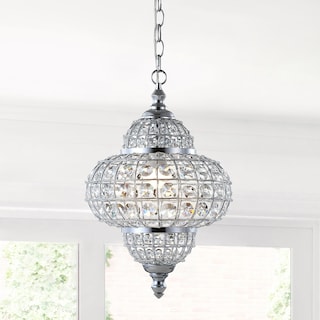 Juliette 12" Crystal/Metal LED Chandelier Pendant, Chrome by JONATHAN  Y