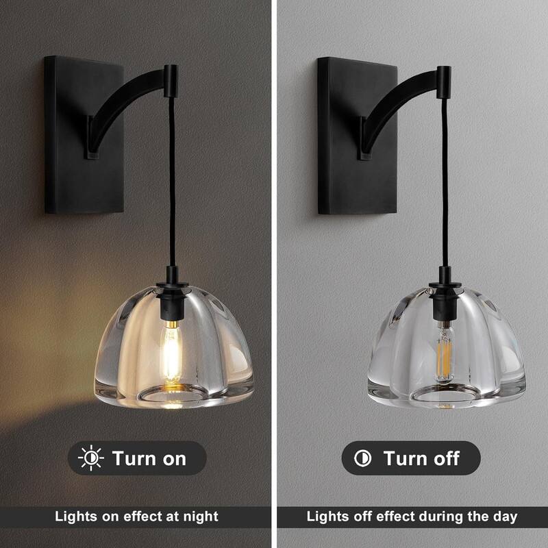KAYLA 7 in. Modern 1-Lights Black Vanity Light with Luxury Crystal Shade(Set of 1)