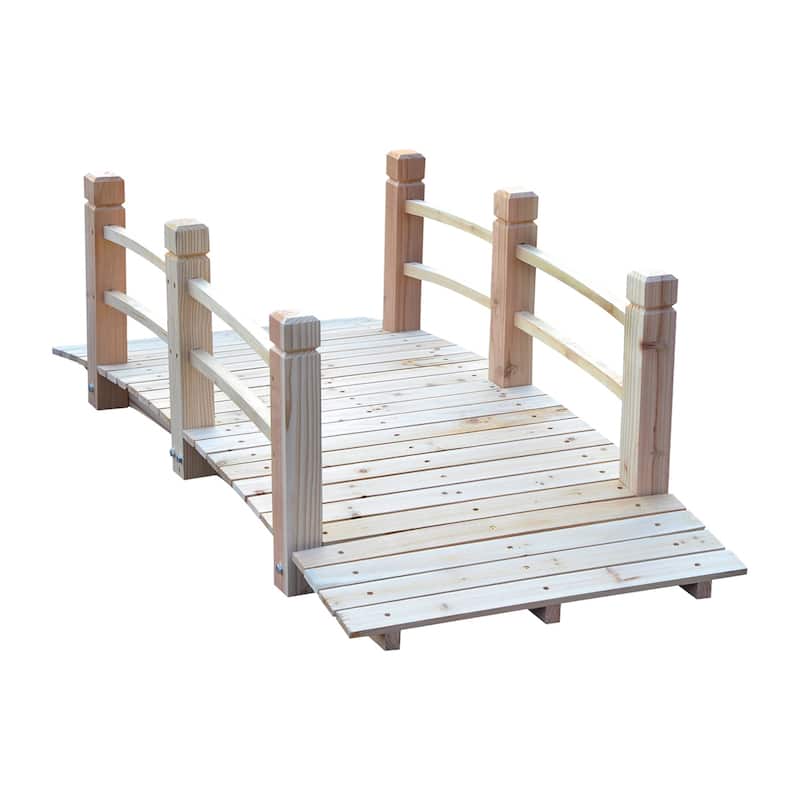 Outsunny Fir Wood Garden Bridge Arc Walkway - Natural