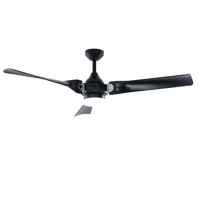 Austin 52 in. Black and Chrome Industrial Outdoor Ceiling Fan with Light Kit and Remote - 52-in. W x 15-in. H x 52-in. D