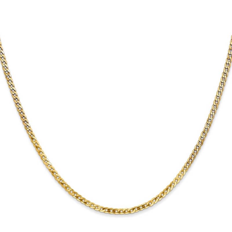 Curata 10k Yellow Gold Mens 2.2mm Flat Beveled Curb Chain Bracelet Options: 8" 9"