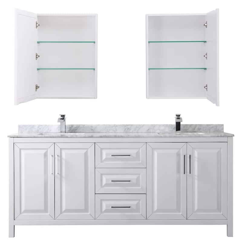 Wyndham Collection Daria 80" Free Standing Double Vanity Set with MDF