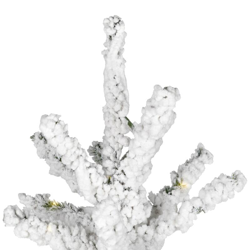 Pre-Lit Medium IPT Artificial Flocked Garden Christmas Tree - 7.5' - Warm White LED Lights - 7.5 Foot