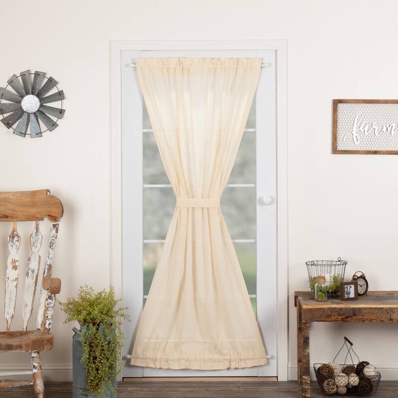 Tobacco Cloth Fringed Door Panel - Door Panel 72x40 - Door Panel 72x40 - Natural