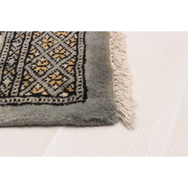 Finest Peshawar Bokhara Grey Rug 4'10" x 7'5" - 4'10 x 7'5
