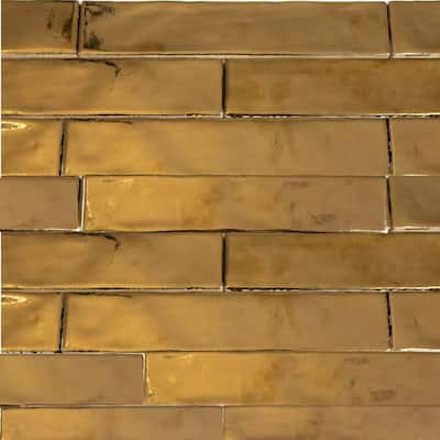 The Tile Life Midas 2x10 Gold Ceramic Wall Tile