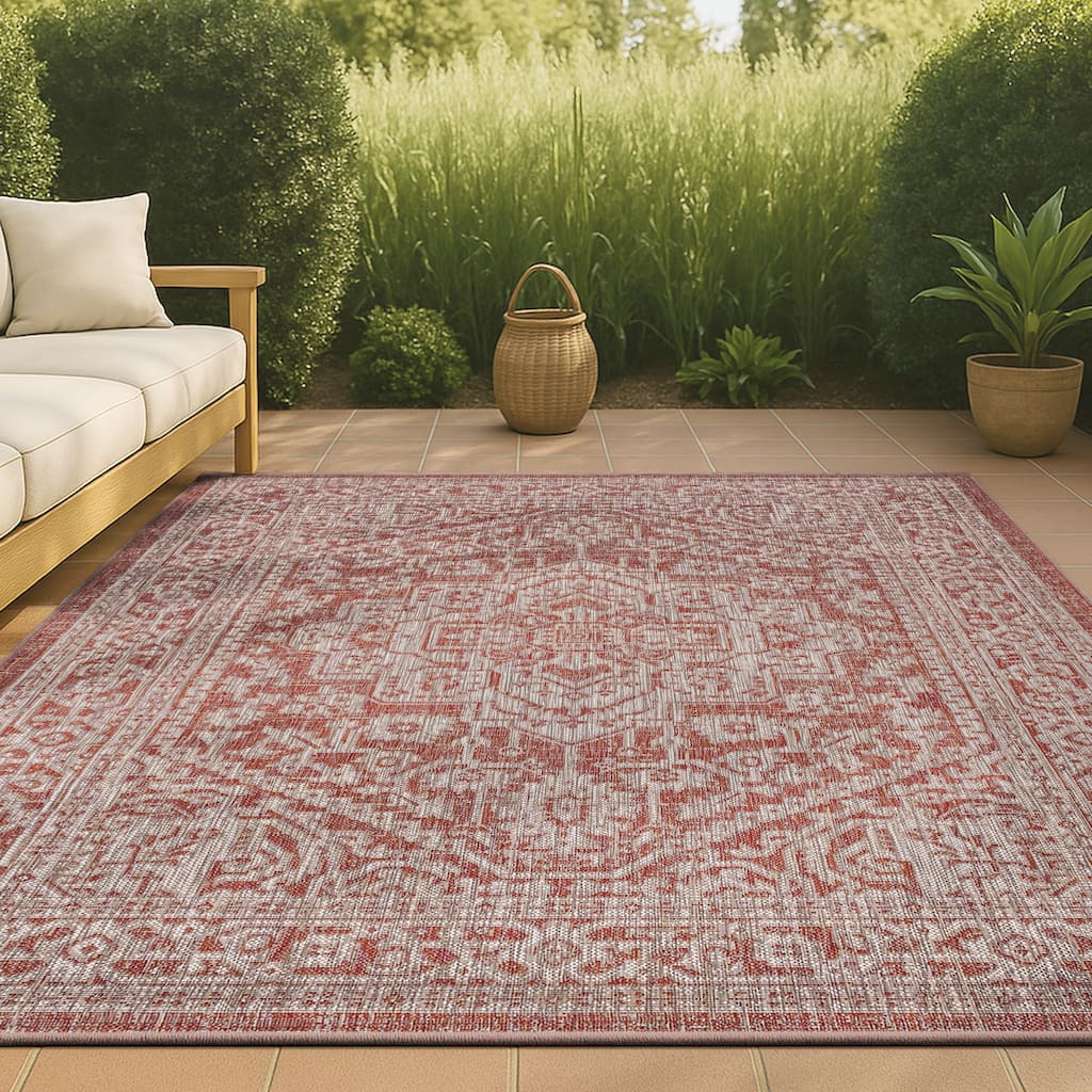 JONATHAN Y Rozetta Medallion Textured Weave Indoor/Outdoor Area Rug