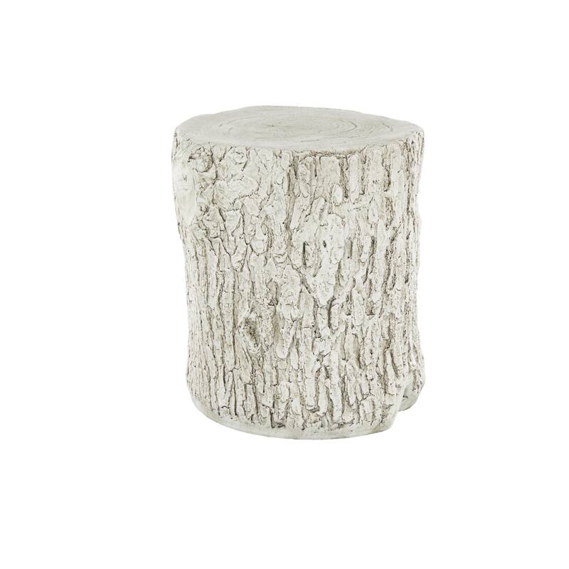 White Magnesium Oxide Tree Trunk Owl Garden Stool with Brown Accents