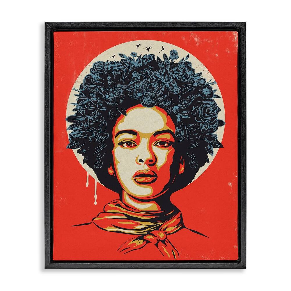 Stupell Vibrant Portrait of Woman Framed Floater Canvas Wall Art Design By Balazs Solti