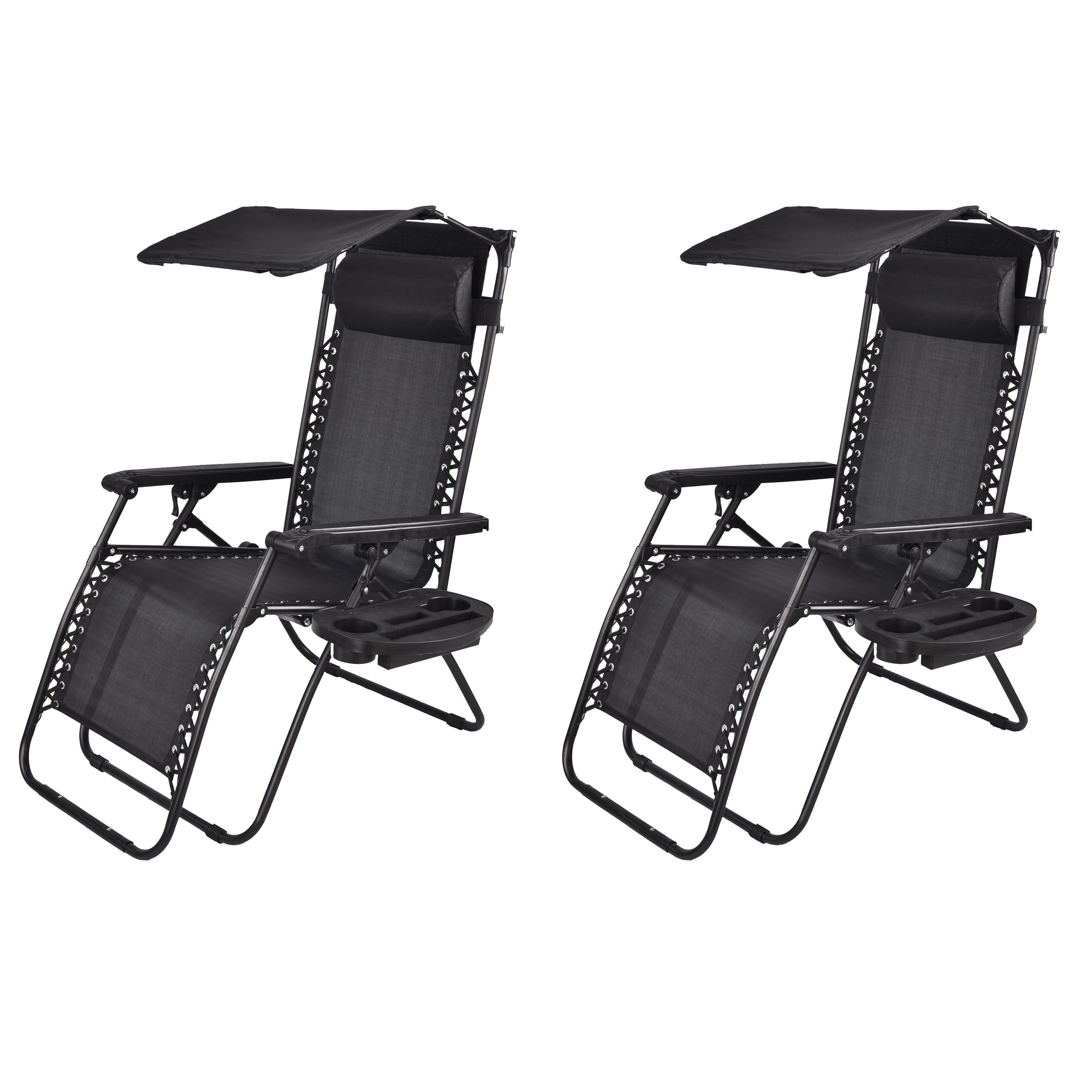 Outdoor Zero Gravity Chair Pool Lounge Patio Beach Yard Garden With Canopy Sunshade Utility Tray Cup Holder Black Two Pool Pack On Sale Overstock 32207548