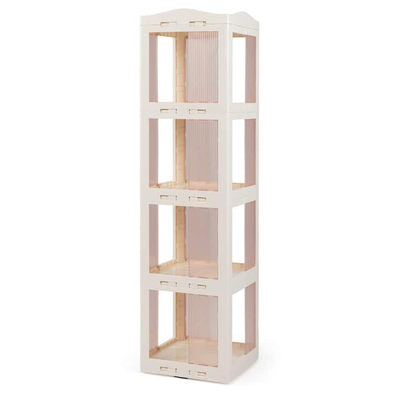 Costway 360° Spinning Bookcase with Swivel Base, 4-Tier Revolving - See Details - White - See Details