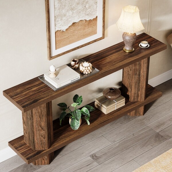 2-Tier Console Table, Farmhouse, Burlywood - On Sale - Bed Bath