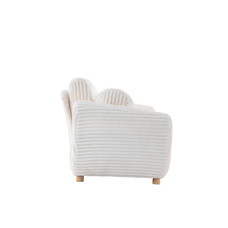 Living Room Tufted Loveseat Sofa, Upholstered Sofa Deep Seat Sofa Settee with 5 Round Throw Pillow 2-seat Armchair