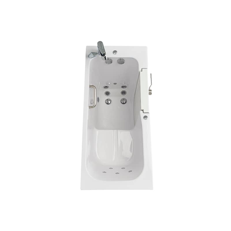 Ella Lounger 27"x60" Acrylic Hydro Massage Walk-In Bathtub with Outward Swing Door, 2 Piece Fast Fill Faucet, 2" Dual Drain