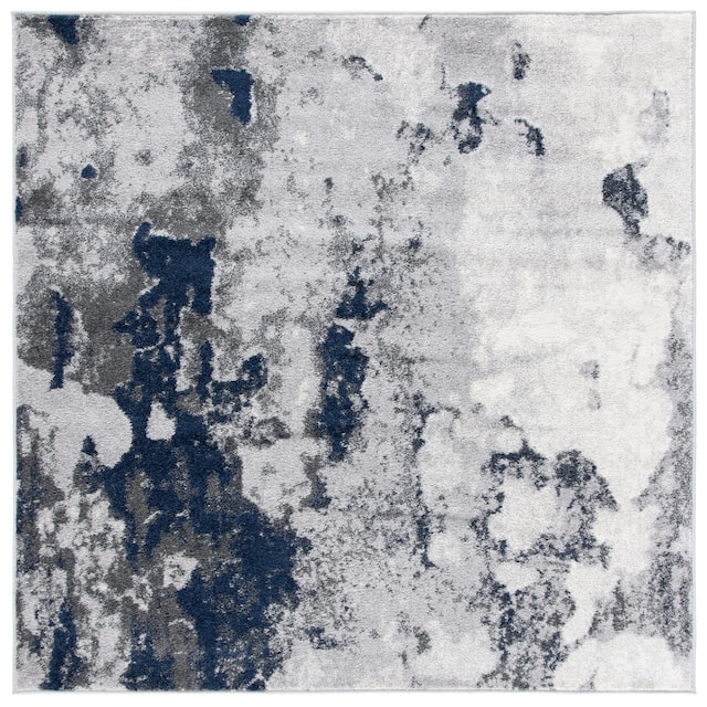 SAFAVIEH Adirondack Cordelia Abstract Glam Rug - 10' x 10' Square - Navy/Grey