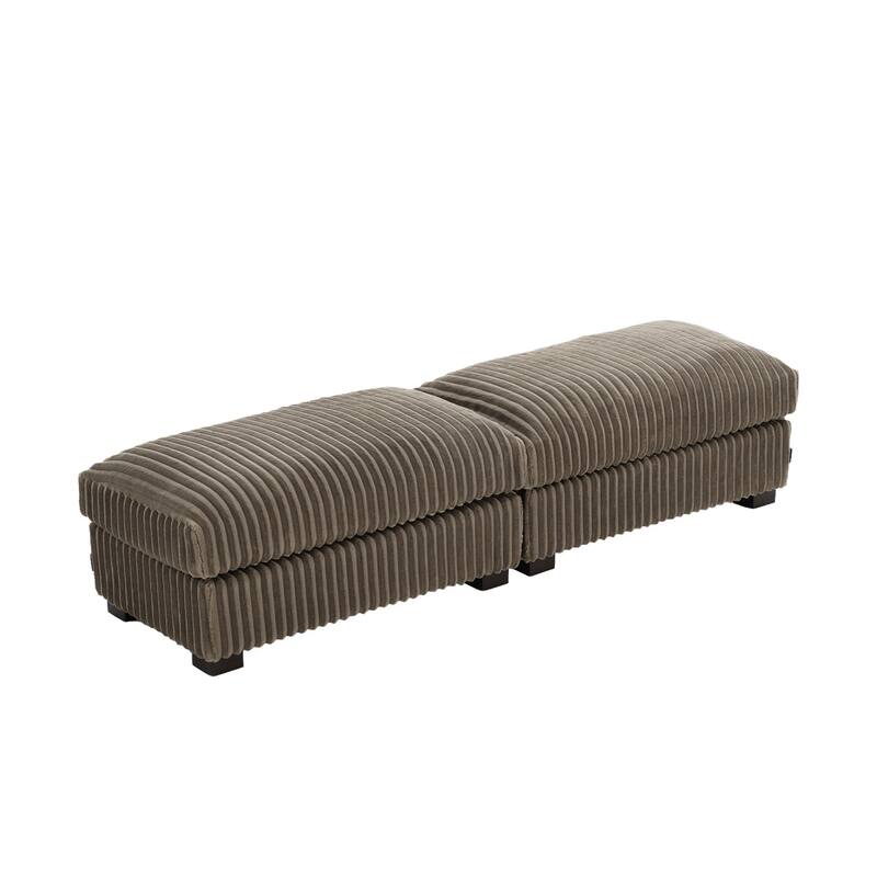 40" Oversized Plush Flannel Upholstered Ottoman Footstool Set of 2