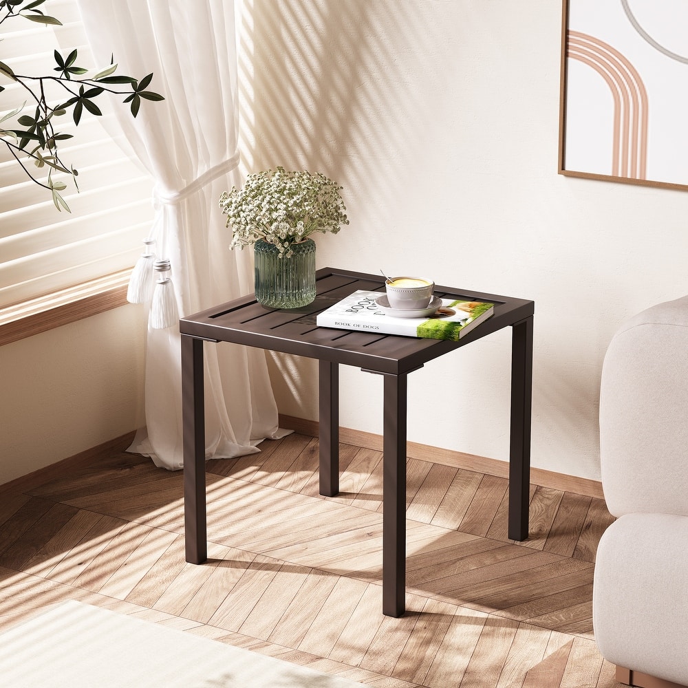 Crestlive Products Modern Square Aluminum Side Table End Table