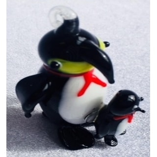 Mama Penguin and Baby Hanging Glass Ornament - Multi