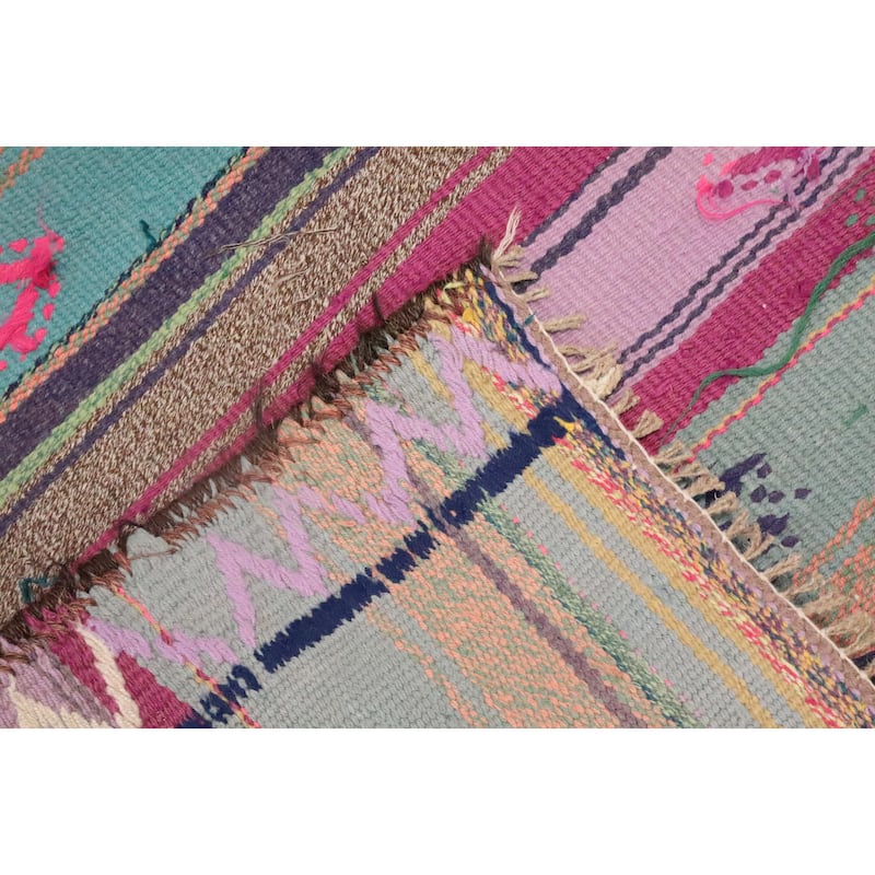 Hand Woven Oriental 100% Wool Carpet Southwestern Tribal Multi-Colored Kilim Area Rug - 6' 10'' X 5' 2''