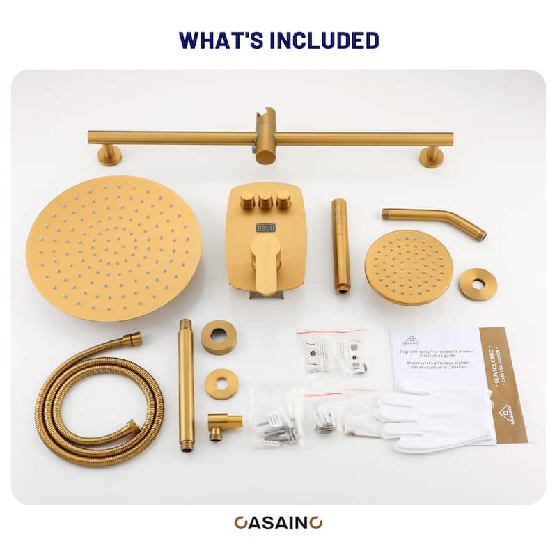 3-Spray Patterns 1.8 GPM 12 in. and 6 in. Dual Shower Head and Handheld Shower Head with Digital Display and Pressure-Balanced