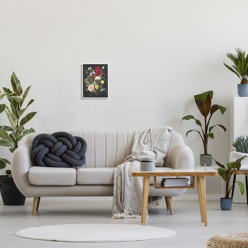 Stupell Botanical Drawing Flower Bouquet On Black Design Framed Wall Art, Design By Artist Lettered and Lined - Multi-Color