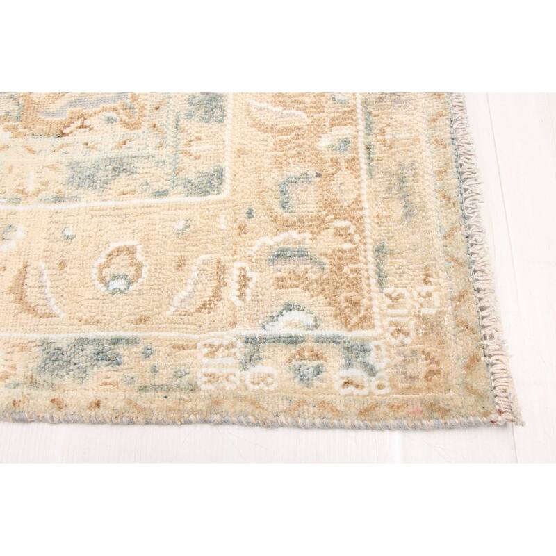 ECARPETGALLERY Hand-knotted Antalya Vintage Beige Wool Rug - 6'3 x 9'1