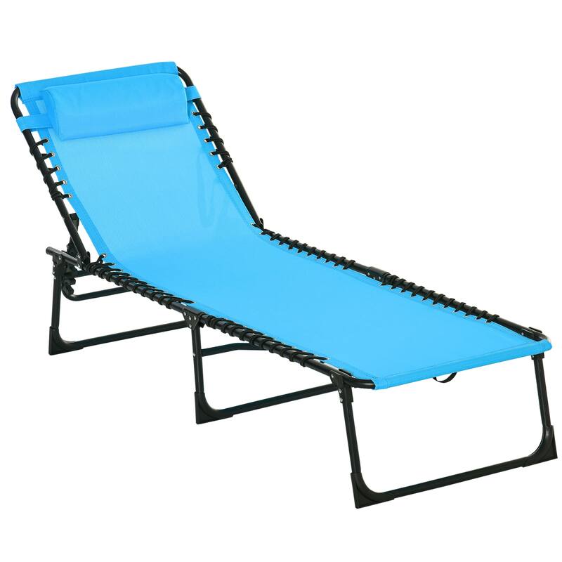 Outdoor Foldable Chaise Lounge Chair Sun Lounger with Adjustable Backrest for Beach Patio Poolside