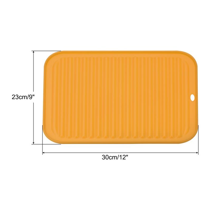 Dish Drying Mat Set, 2Pcs Reusable Sink Drain Pad for Kitchen Counter - 12 x 9 x 0.24 inch - Orange,Yellow