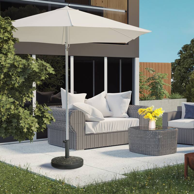 Outsunny 18" Patio Umbrella Base, 40bs Concrete Heavy Duty Umbrella Stand with Metal Umbrella Holder - Brown