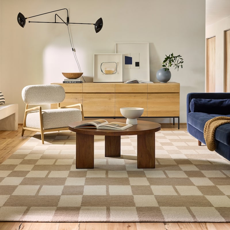 Caitlin Geometric Wool Area Rug - 5' x 8' - Beige