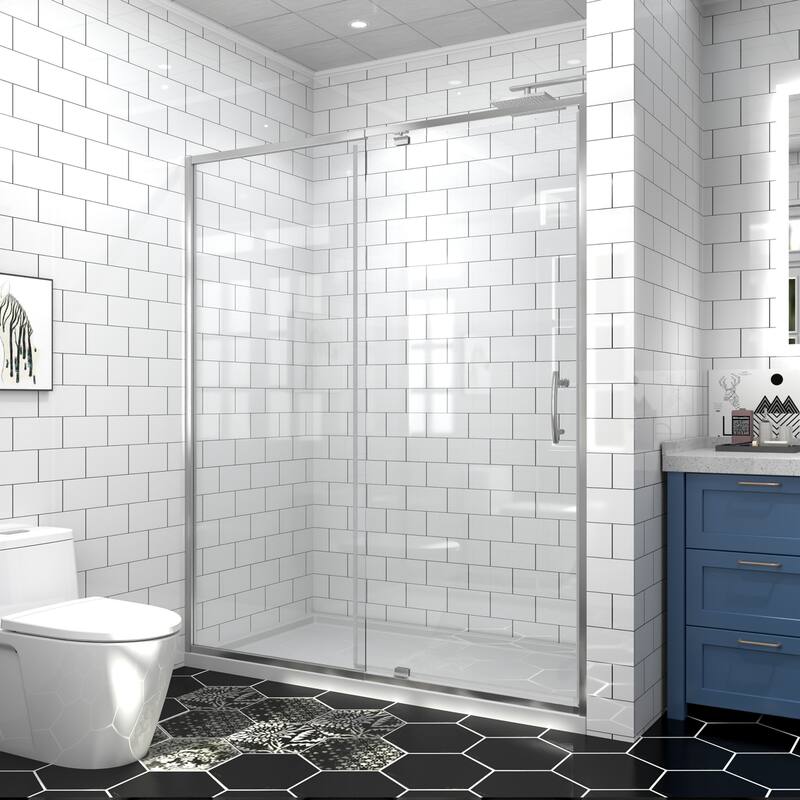 Modland 42''/48''/54''/60''W x 71''H Frameless Pivot Swing Shower Door Enclosure with 1/4" SGCC Tempered Glass Door