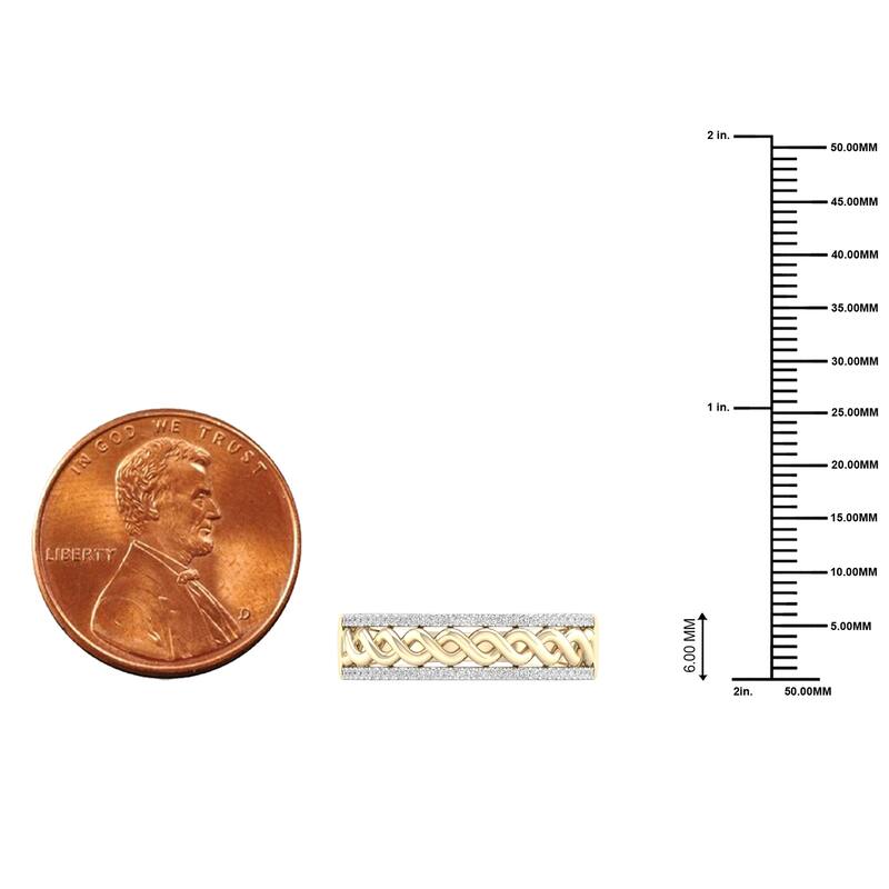 1/6ct TDW Diamond Cuban Link Ring in 10K Gold for Men