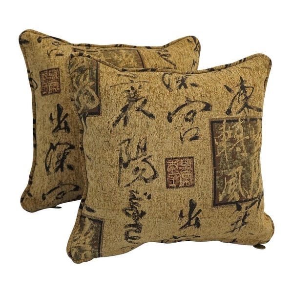 slide 1 of 1, 18-inch Jacquard Chenille Square Throw Pillows (Set of 2) Calligraphy