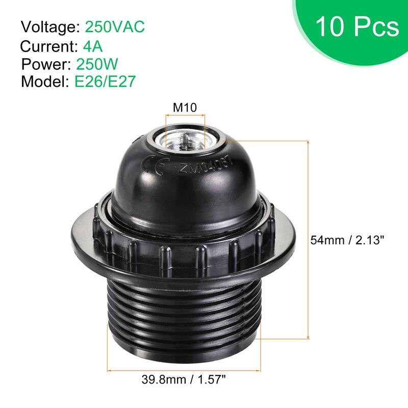 Bulb Holder E26/E27 4A Threaded Rotatable Loop Screw Base Lamp Socket - Black