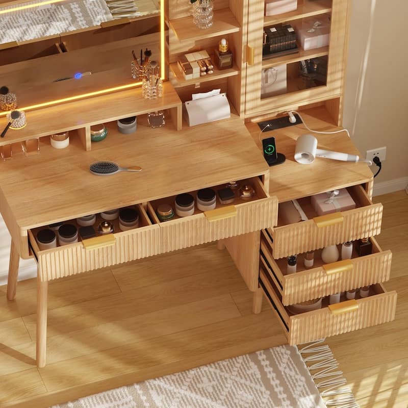 Makeup Vanity Desk with Lights & Power Outlet