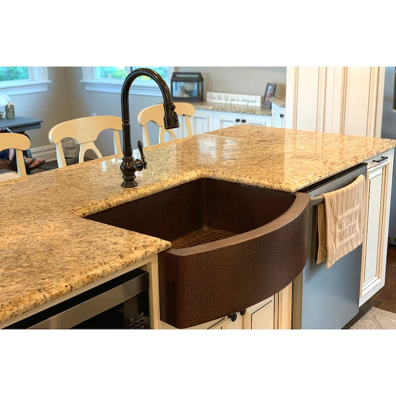 30-in Hammered Copper Rounded Apron Front Single Basin Kitchen Sink (KASRDB30249)