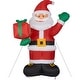 preview thumbnail 12 of 14, Fraser Hill Farm 10-Ft. Tall Santa Claus Holding a Gift, Blow Up Inflatable with Lights and Storage Bag