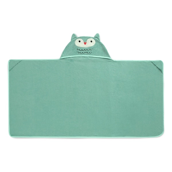 slide 2 of 5, Kids Hooded Bath Towel with Pockets - Super Soft and Absorbent- Light Teal Owl
