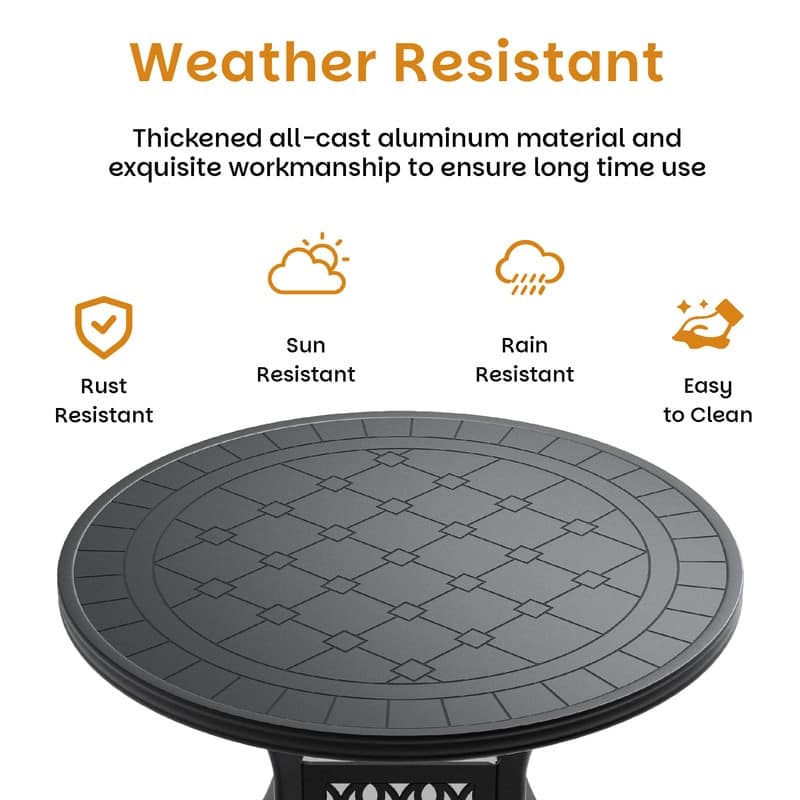 3-Piece Aluminum Round Outdoor Patio Dining Set, 2 Cushioned Swivel Chairs, Table, All-Weather Frames