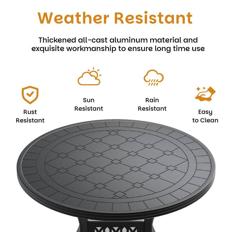5-Piece Aluminum Round Outdoor Patio Dining Set, 4 Cushioned Swivel Chairs, Table, All-Weather Frames
