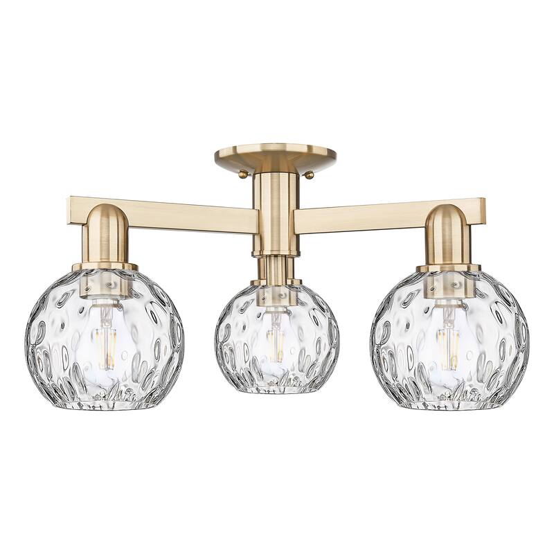 Innovations Lighting Endless Possibilities Arcadia - Athens Water Glass - 3 Light 24" Semi-Flush Mount - Champagne Bronze